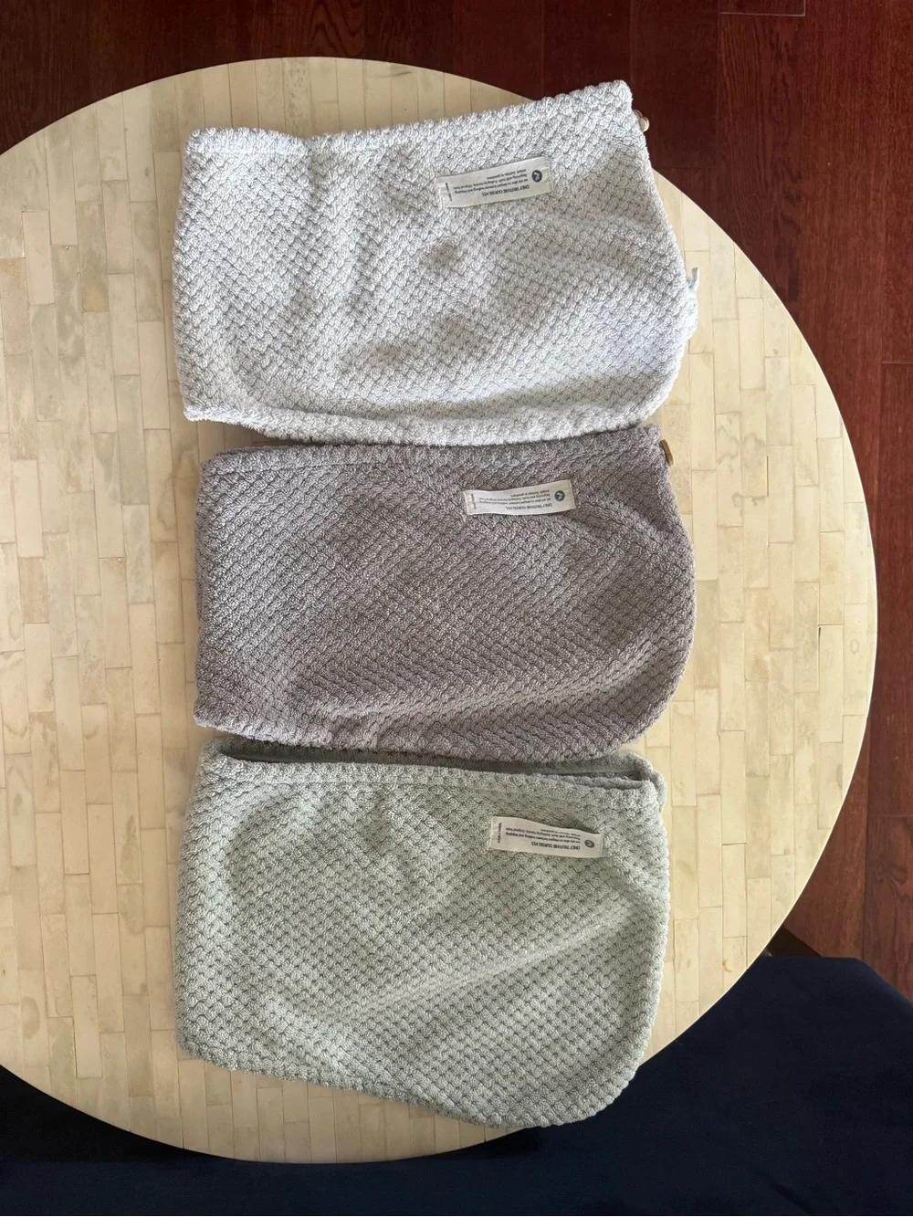 Women Hooded hair dry Towel Wrap in Mint Green, white and grey